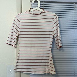 Striped Mock Neck Tee